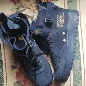 Nike Air Force 1 SF AF1 Mid Obsidian Dark Black   